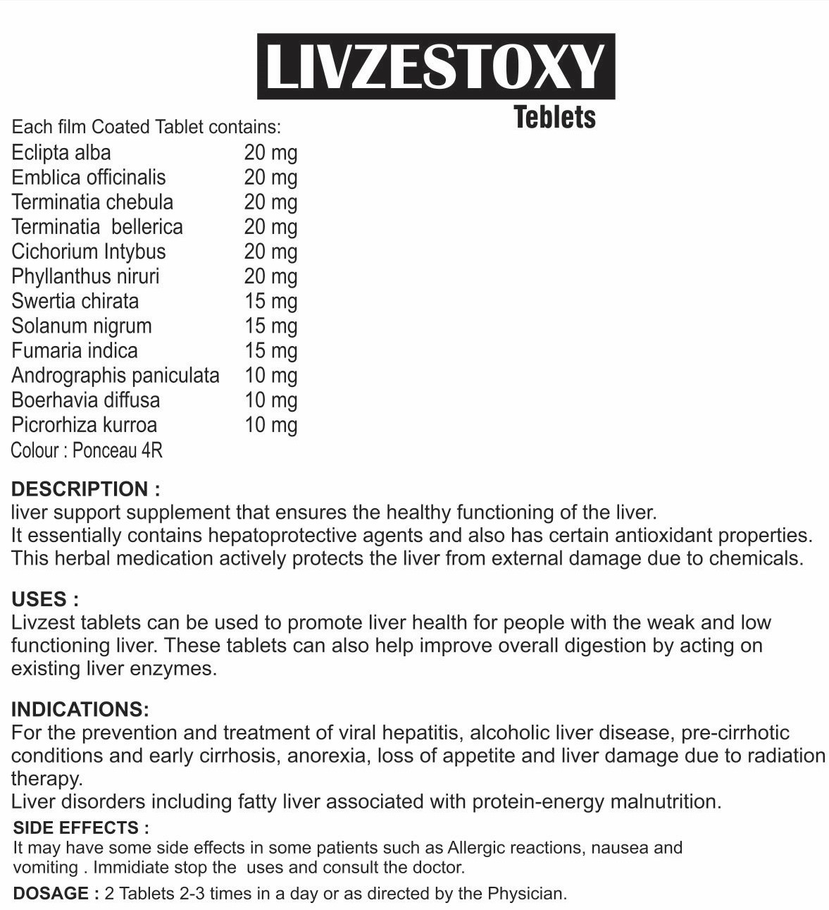 LIVZESTOXY TABLETS